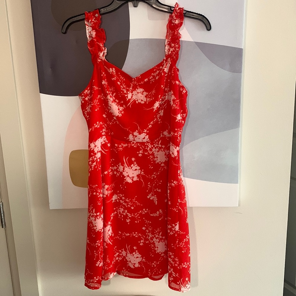 Sundress- red with white floral detailing